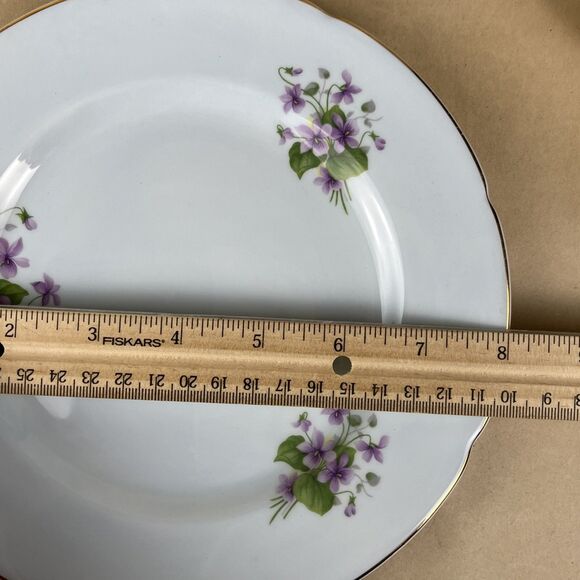 HTF VTG Royal Grafton Fine Bone China “Violets” Teacup Saucer Plate Trio England - Picture 14 of 14